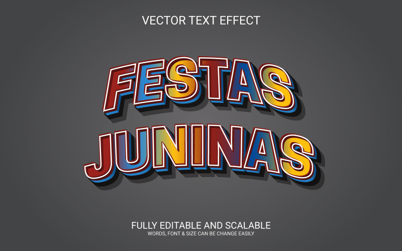 Modelo de efeito de texto EPS de vetor editável em 3D de festas juninas