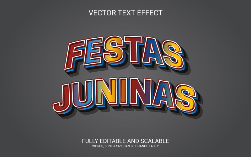 Plantilla de efecto de texto Eps vectorial editable 3D de Festas juninas
