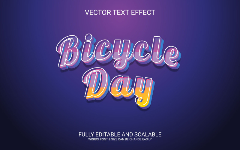 Světový cyklistický den 3d návrh šablony textového efektu