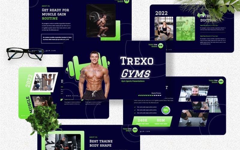 Trexo - Шаблоны Googleslide для тренажерного зала и спорта
