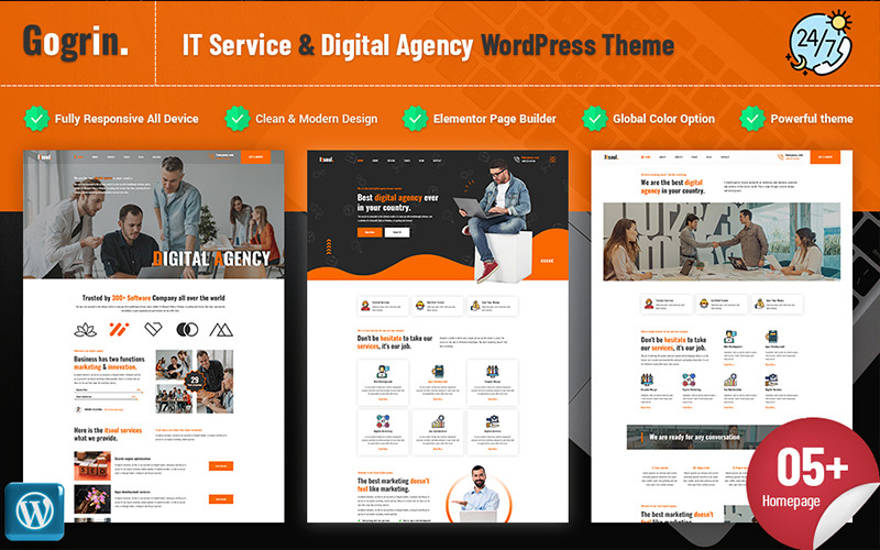 Gogrin – Thème WordPress pour services informatiques et agences numériques