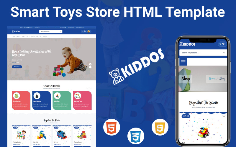 Kiddos - Modello HTML del negozio di giocattoli intelligenti