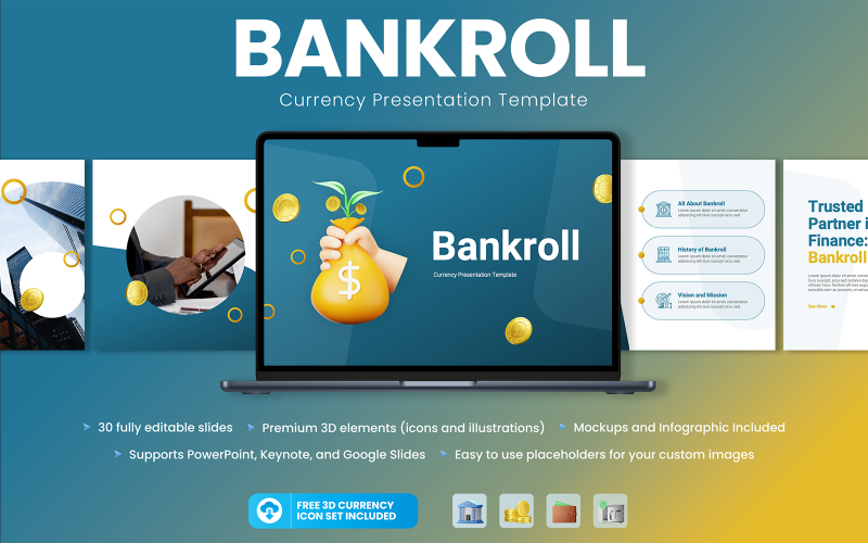 Bankroll - Valutapresentatie PowerPoint-sjabloon