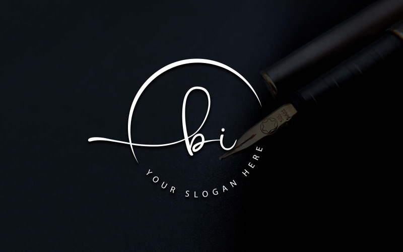 BI-Buchstaben-Logo-Design im Kalligraphie-Studio-Stil