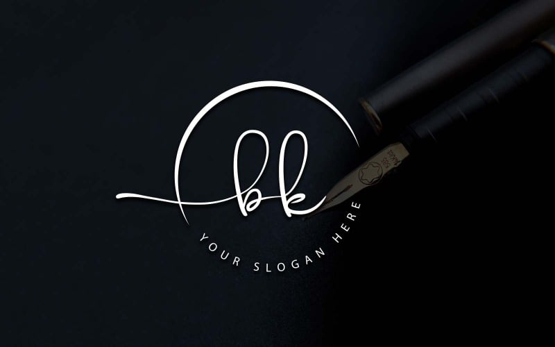 Calligraphy Studio Style BK Letter Logo Design