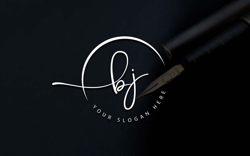 Création de logo de lettre BJ de style studio de calligraphie