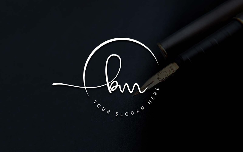 Création de logo de lettre BM de style studio de calligraphie