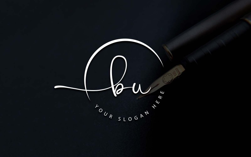 Création de logo de lettre BU de style studio de calligraphie