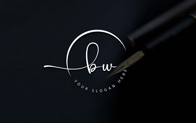Création de logo de lettre BW de style studio de calligraphie