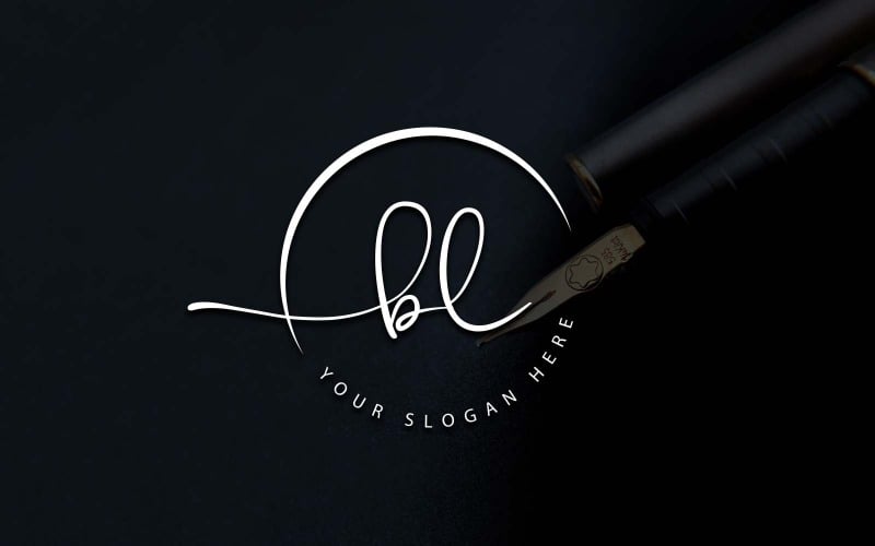 Design de logotipo de letra BL estilo estúdio de caligrafia