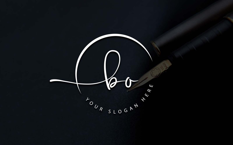 Design de logotipo de letra BO estilo estúdio de caligrafia