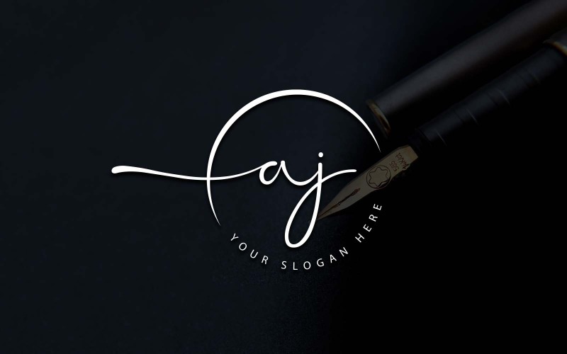 Design del logo della lettera AJ in stile studio di calligrafia