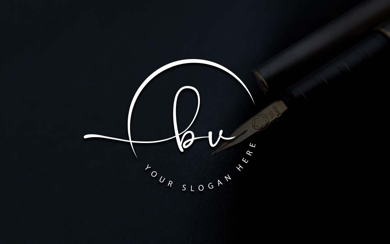 Design del logo della lettera BV in stile studio di calligrafia