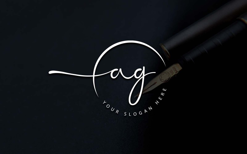 Diseño de logotipo de letra AG estilo estudio de caligrafía