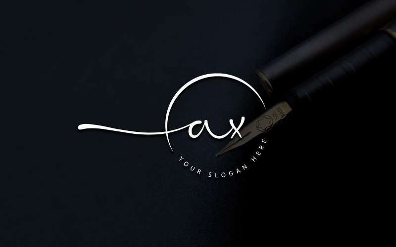 Дизайн логотипа AX Letter Studio в стиле каллиграфии