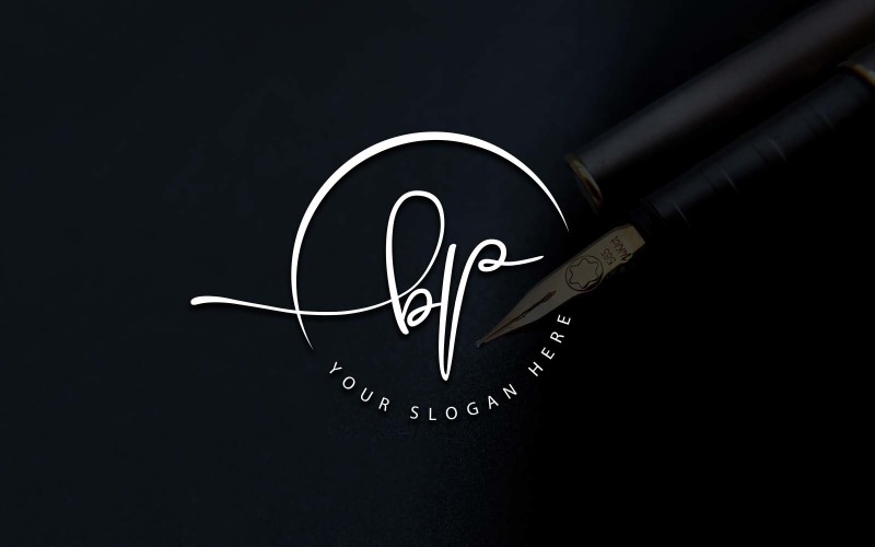 Дизайн логотипа BP Letter Studio в стиле каллиграфии