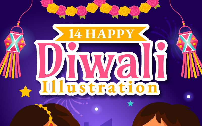 14 Ilustração hindu feliz de Diwali