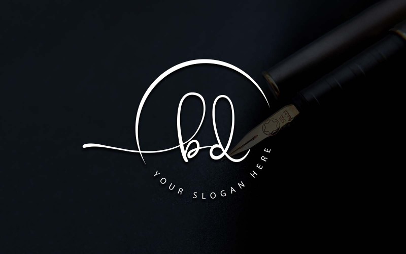 Kalligrafi Studio stil BD bokstavslogotypdesign