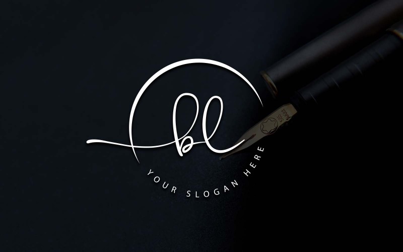 Kalligrafi Studio stil BL bokstavslogotypdesign