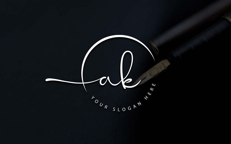 Kalligrafie Studio stijl AK brief Logo ontwerp