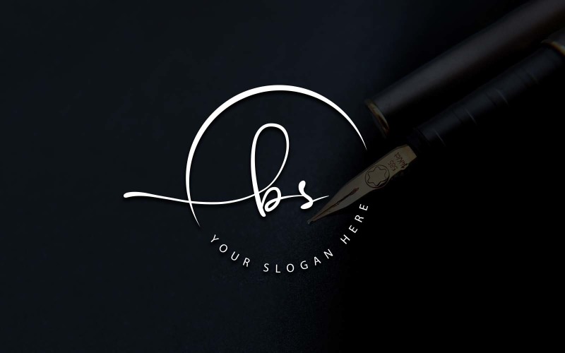 Kalligrafie Studio stijl BS brief Logo ontwerp