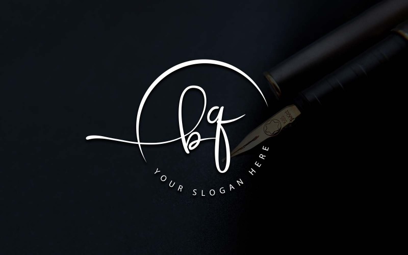Projekt logo litery BQ w stylu Studio kaligrafii