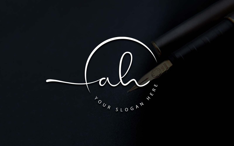 Projektowanie logo litery AH w stylu Studio kaligrafii