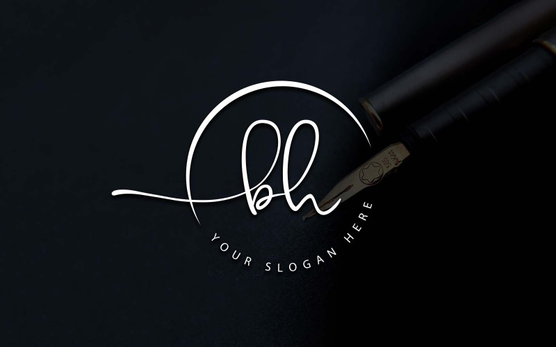 Studio kaligrafii w stylu BH Letter Logo Design
