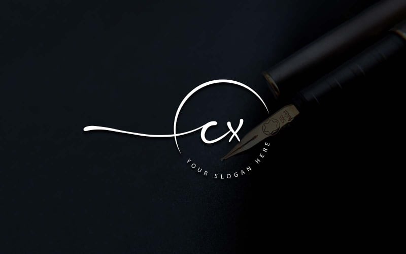 Calligraphy Studio Style CX Letter Logo Design