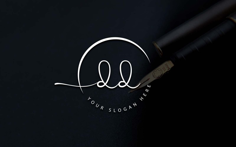Design de logotipo de letra DD estilo estúdio de caligrafia