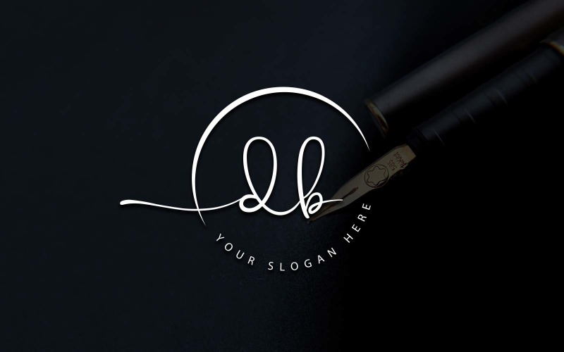 Diseño de logotipo de letra DB estilo estudio de caligrafía