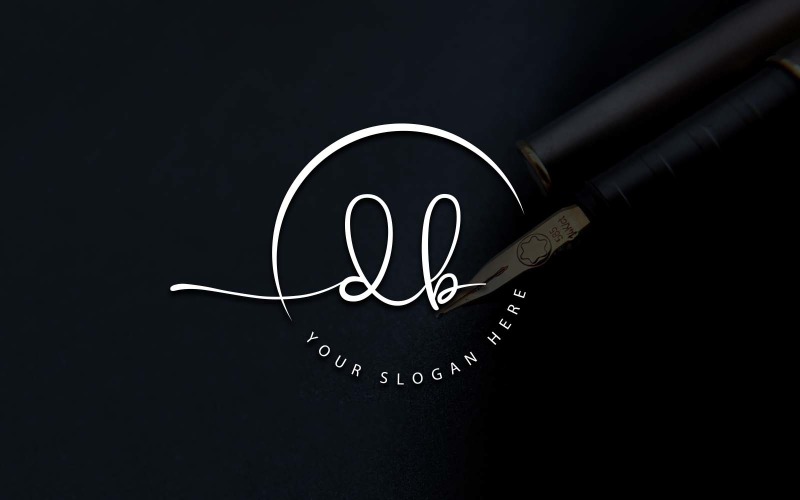 Дизайн логотипа DB Letter Studio в стиле каллиграфии