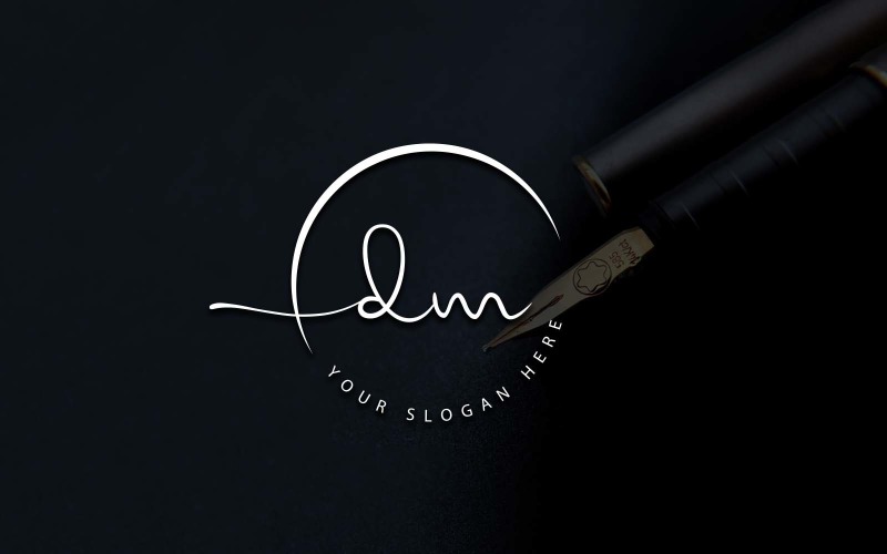 Kaligrafi Stüdyosu Tarzı DM Mektup Logo Tasarımı