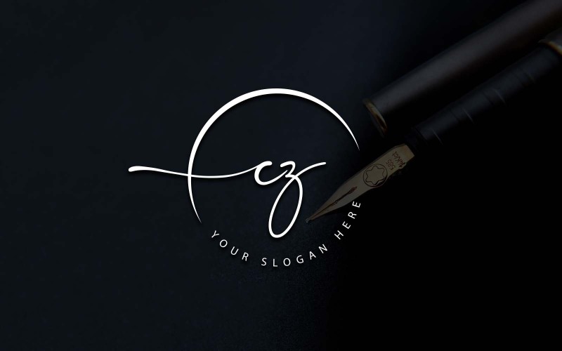 Kalligrafi Studio stil CZ bokstavslogotypdesign