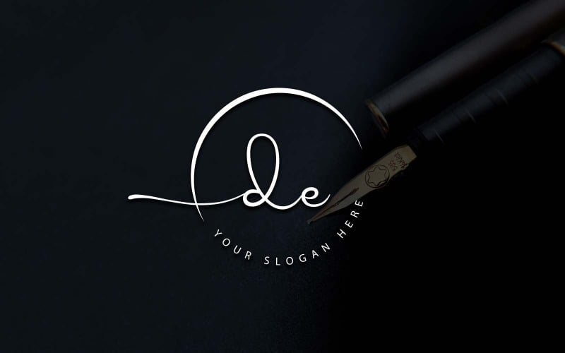 Kalligrafi Studio stil DE Letter Logotypdesign