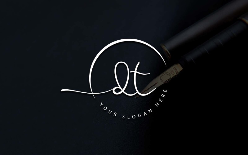 Kalligráfia Stúdió stílusú DT Letter Logo Design