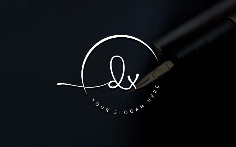 Kalligrafie Studio stijl DX brief Logo ontwerp