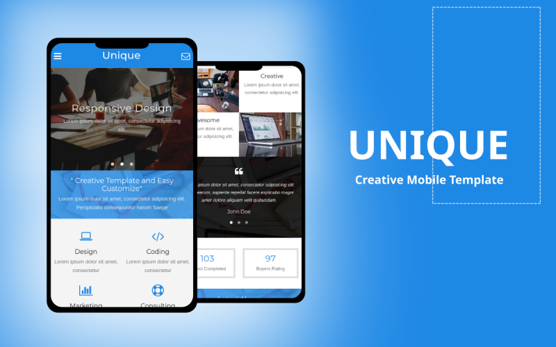 Unikalny — kreatywny szablon witryny mobilnej