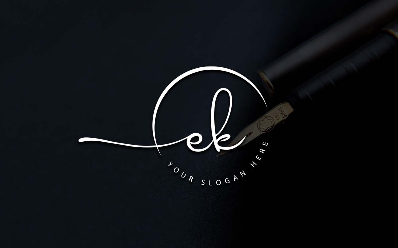 Création de logo de lettre EK de style studio de calligraphie