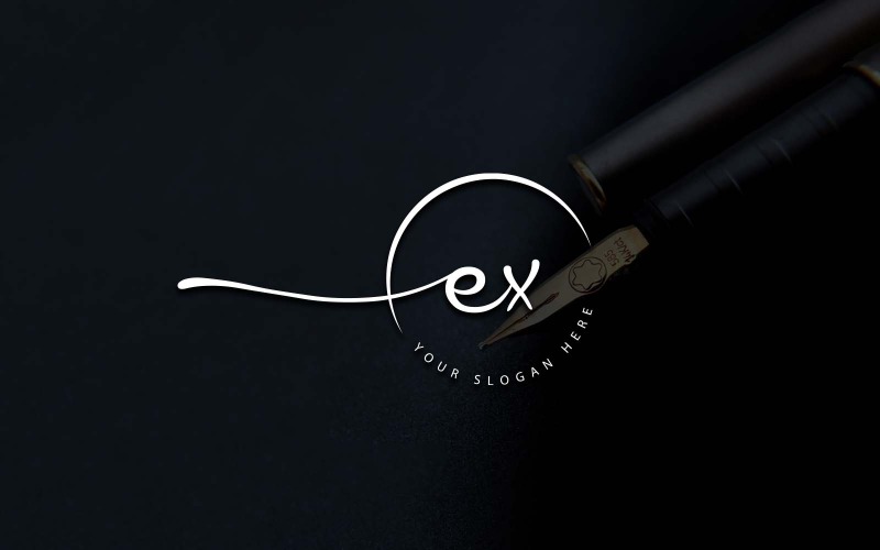 Création de logo de lettre EX de style studio de calligraphie