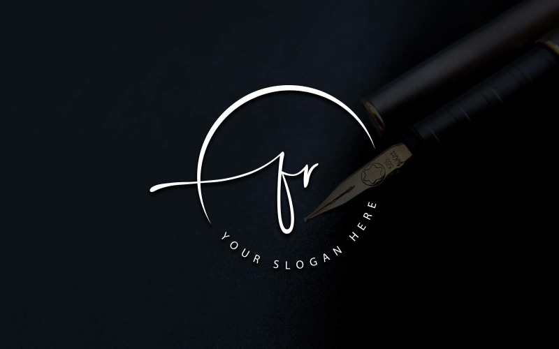Création de logo de lettre FR de style studio de calligraphie