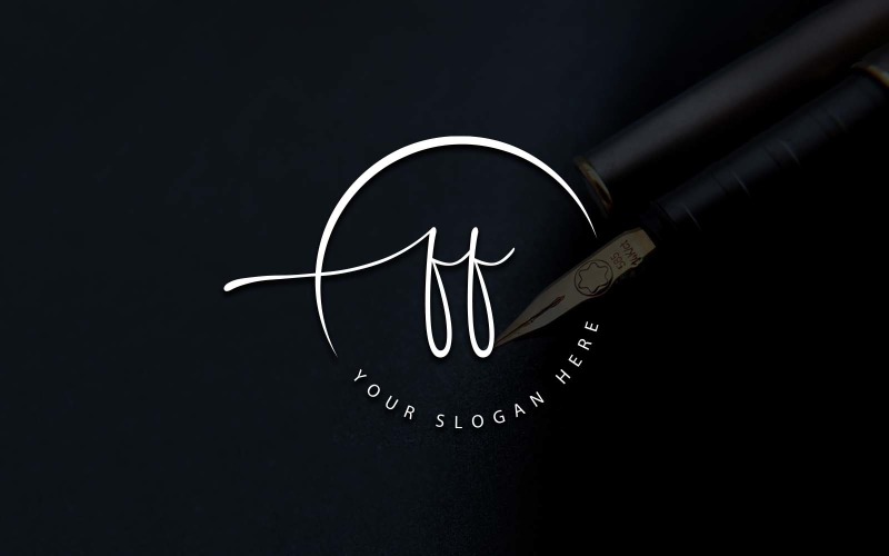 Design de logotipo de letra FF estilo estúdio de caligrafia