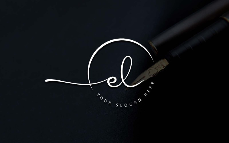 Design del logo della lettera EL in stile studio di calligrafia