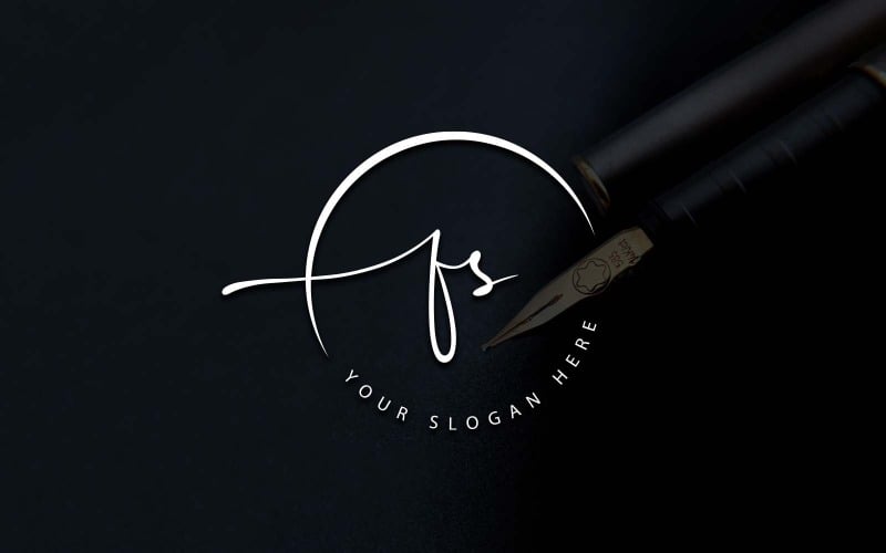 Design del logo della lettera FS in stile studio di calligrafia