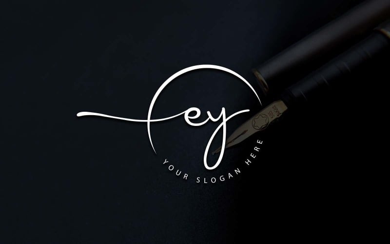 Diseño de logotipo de letra EY estilo estudio de caligrafía
