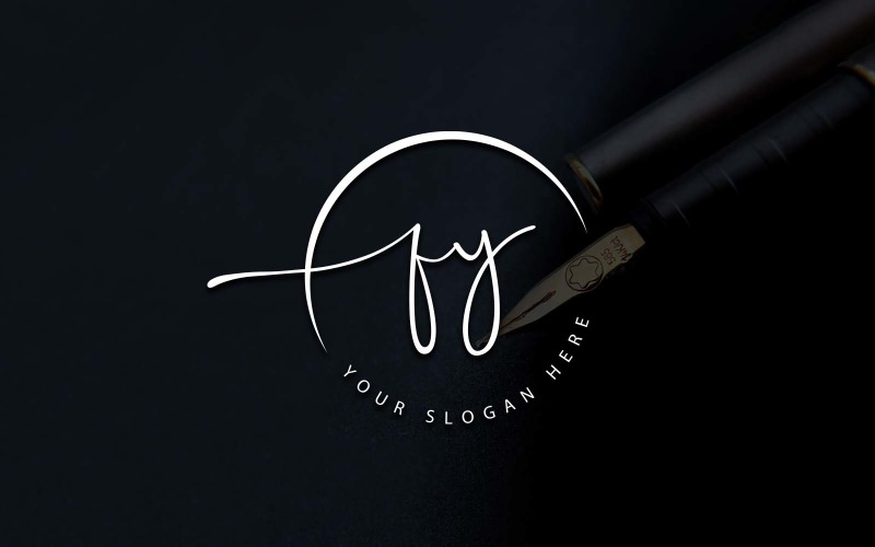 Diseño de logotipo de letra FY estilo estudio de caligrafía