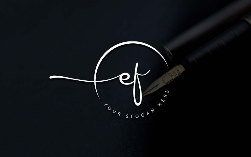 Дизайн логотипа EF Letter Studio в стиле каллиграфии
