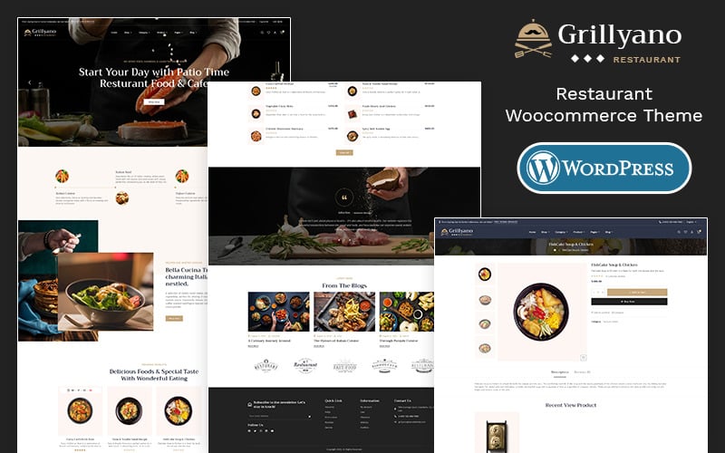 Grillyano: tema adaptable de WooCommerce para restaurantes, comida rápida y platos