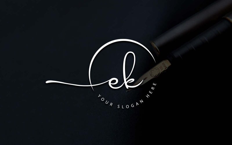 Kaligrafické Studio styl EK dopis Logo Design