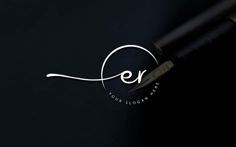 Kalligrafie Studio stijl ER brief Logo ontwerp